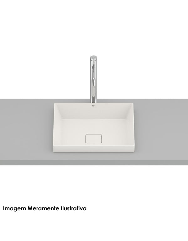 Cuba para Banheiro de Sobrepor Quadrada em Fineceramic Acabamento Beige Bege Fosco Linha Terra T16 Roca A327B3C650