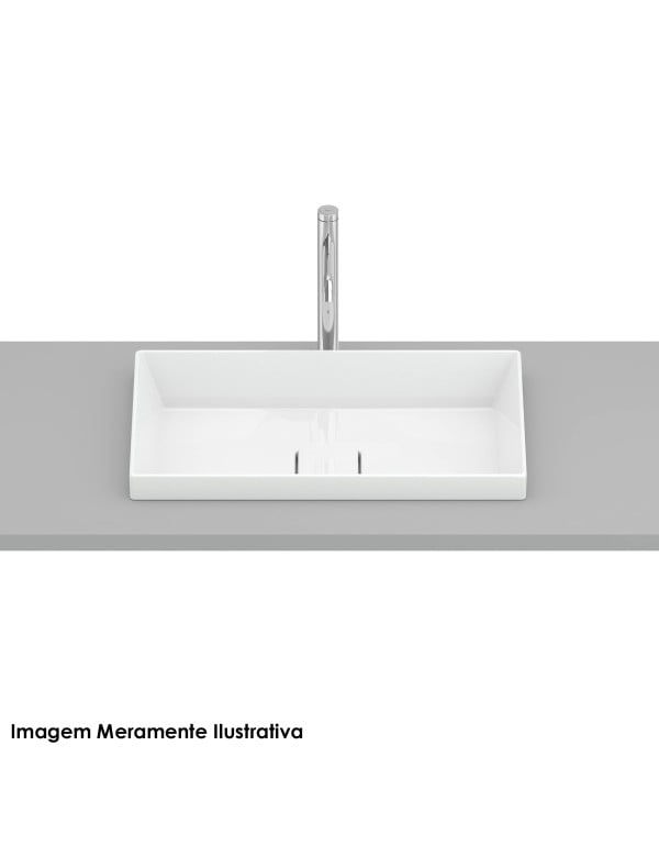 Cuba para Banheiro de Sobrepor Retangular em Fineceramic Acabamento Branco Linha Terra T17 Roca A327B3D000