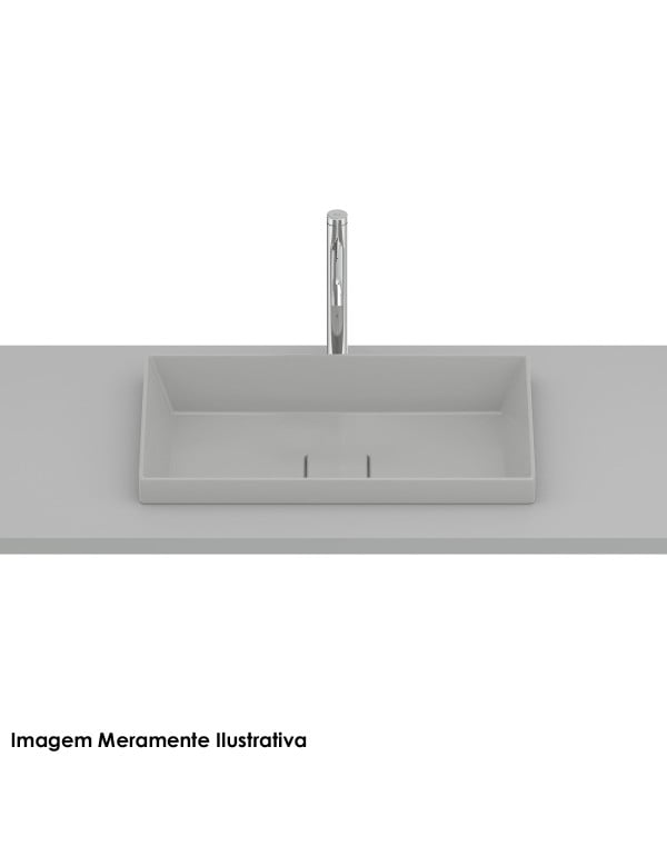 Cuba para Banheiro de Sobrepor Retangular em Fineceramic Acabamento Stone Cinza Fosco Linha Terra T17 Roca A327B3D070