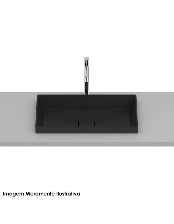 Cuba para Banheiro de Sobrepor Retangular em Fineceramic Acabamento Matte Black Preto Fosco Linha Terra T17 Roca A327B3D080