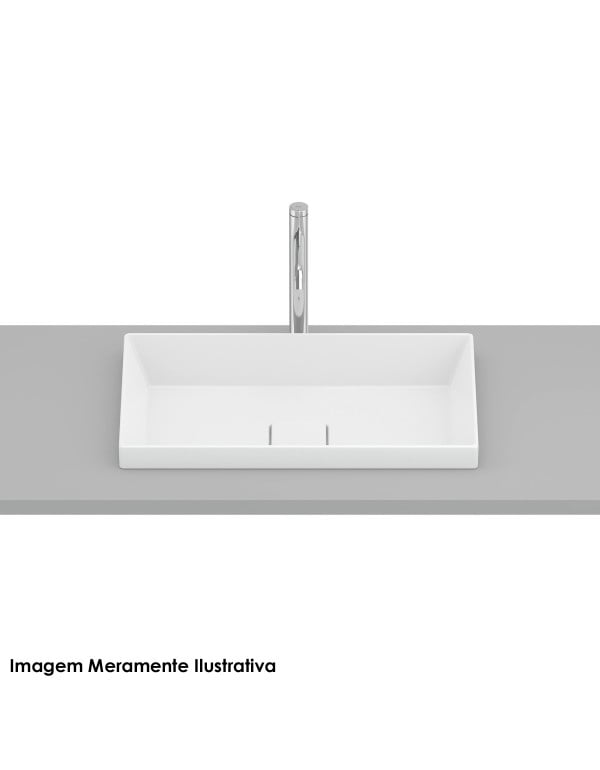 Cuba para Banheiro de Sobrepor Retangular em Fineceramic Acabamento Blanco Matte Branco Fosco Linha Terra T17 Roca A327B3D620