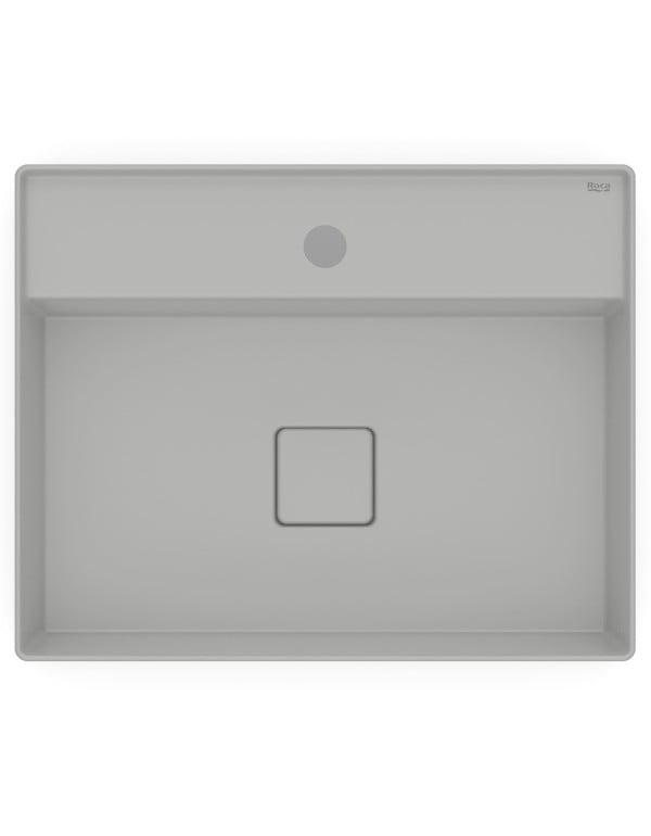 Cuba para Banheiro de Apoio Retangular com Mesa em Fineceramic Acabamento Stone Cinza Fosco Linha Terra T19 Roca A327B3F070
