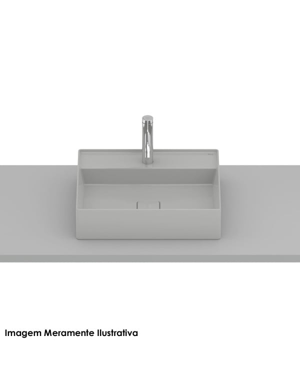 Cuba para Banheiro de Apoio Retangular com Mesa em Fineceramic Acabamento Stone Cinza Fosco Linha Terra T19 Roca A327B3F070