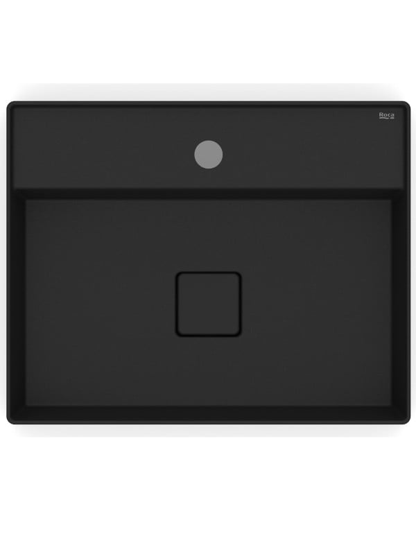 Cuba para Banheiro de Apoio Retangular com Mesa em Fineceramic Acabamento Matte Black Preto Fosco Linha Terra T19 Roca A327B3F080