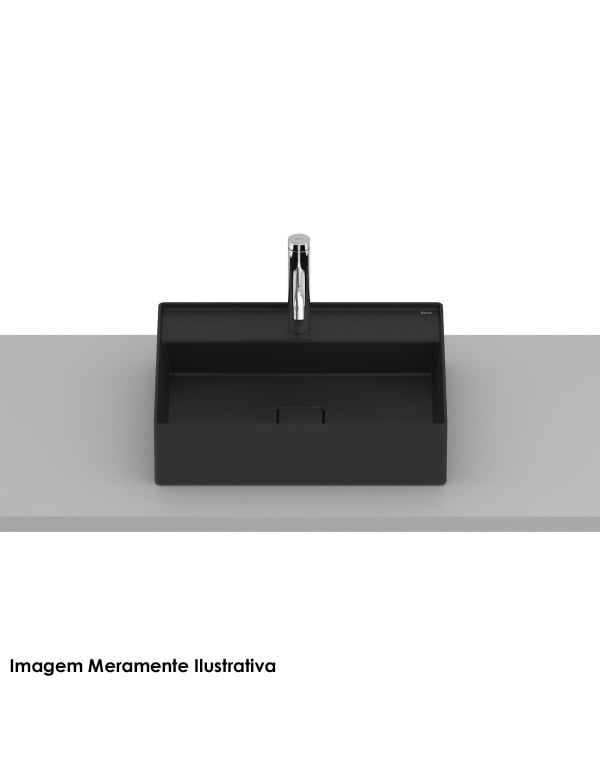 Cuba para Banheiro de Apoio Retangular com Mesa em Fineceramic Acabamento Matte Black Preto Fosco Linha Terra T19 Roca A327B3F080