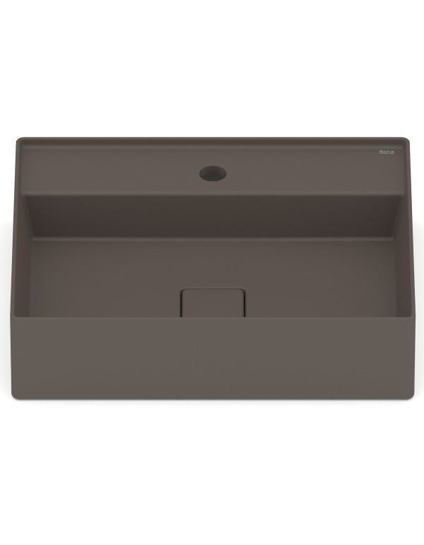 Cuba para Banheiro de Apoio Retangular com Mesa em Fineceramic Acabamento Cafe Marrom Fosco Linha Terra T19 Roca A327B3F660