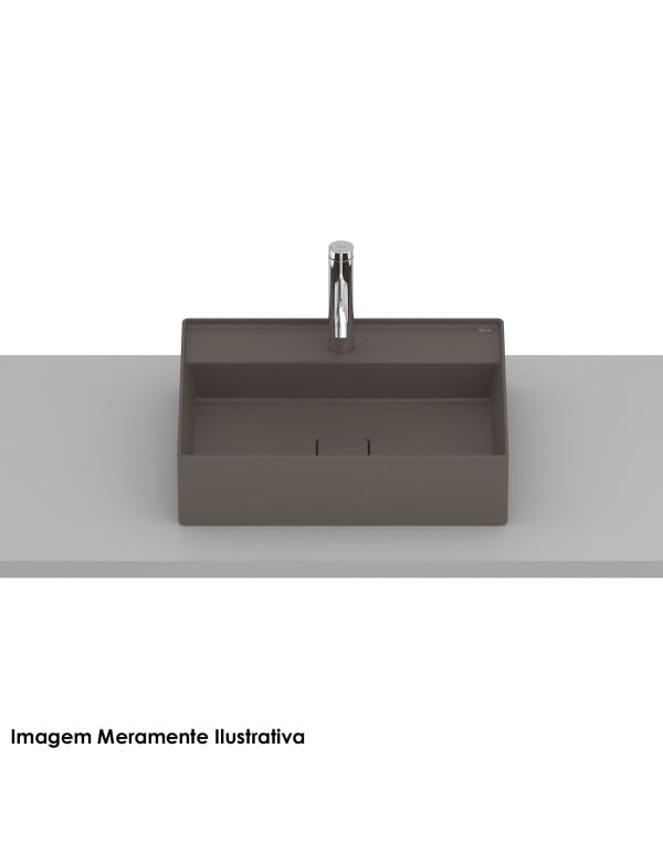 Cuba para Banheiro de Apoio Retangular com Mesa em Fineceramic Acabamento Cafe Marrom Fosco Linha Terra T19 Roca A327B3F660