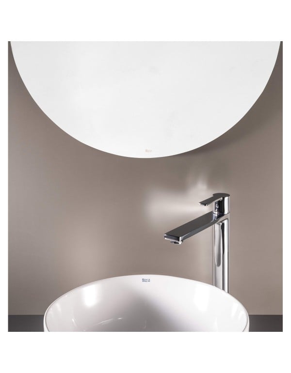 Misturador Monocomando para Lavatorio de Mesa Bica Alta para Cuba de Apoio com Cartucho Ceramico Linha Roca Teras em Metal Cromado A5A345FC0C