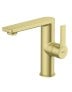 Misturador Monocomando para Lavatório de Mesa Acionamento Lateral Roca Teras Brushed Brass A5A405FVAC