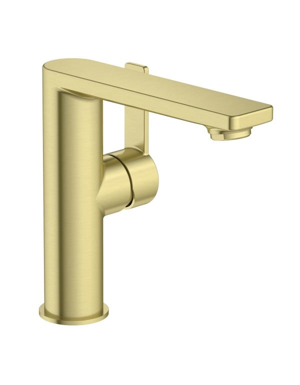 Misturador Monocomando para Lavatorio de Mesa com Volante de Acionamento Lateral e Cartucho Ceramico Linha Roca Teras em Metal Dourado Escovado Brushed Brass A5A405FVAC