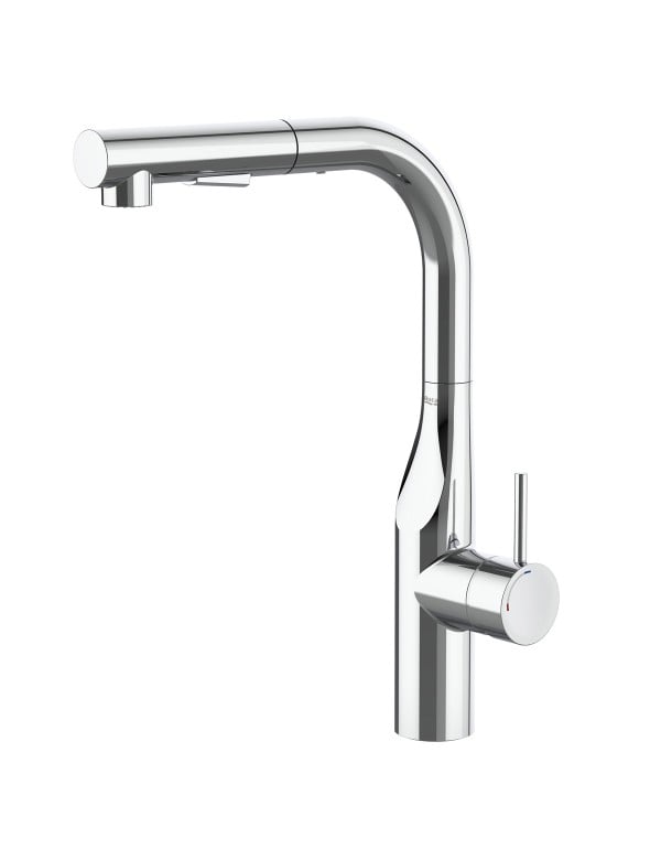 Misturador Monocomando de Mesa para Cozinha com Bica Alta e Ducha Extraivel Acabamento Cromado Linha Glera Roca A5A854DC0C
