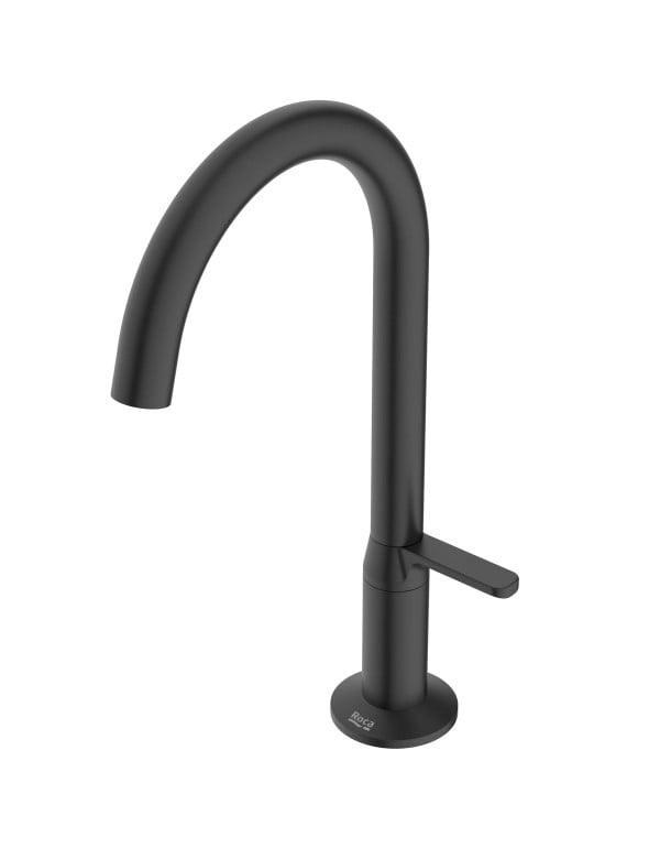 Torneira para Lavatorio de Mesa Bica Baixa com Cartucho Ceramico e Arejador Linha Celite Roca Design Preto Matte Black B5022CGR00