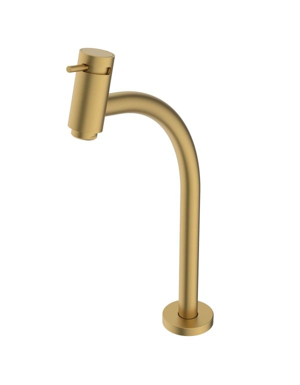 Torneira para Lavatorio de Mesa Bica Alta com Cartucho Ceramico e Arejador Linha Celite Roca Basic Gold Matte Dourado Fosco B5055C7R1B