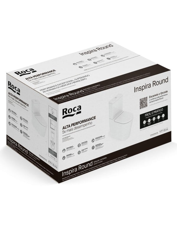Kit Completo Bacia Sanitaria com Caixa Acoplada Duplo Acionamento Assento Termofixo Soft Close Tecnologia Rimless e Itens de Instalacao Linha Inspira Round Roca C378723000
