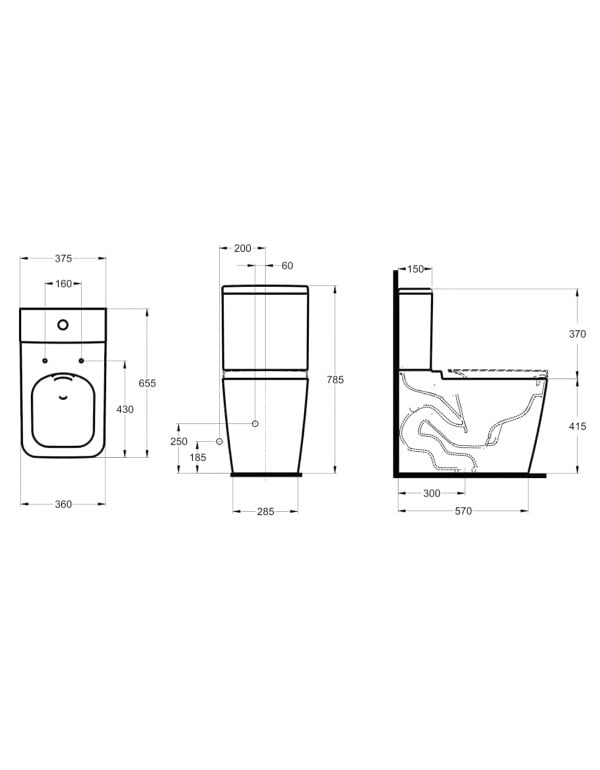 Kit Completo Bacia Sanitaria com Caixa Acoplada Duplo Acionamento Assento Termofixo Soft Close Tecnologia Rimless e Itens de Instalacao Linha Inspira Square Roca C378723001