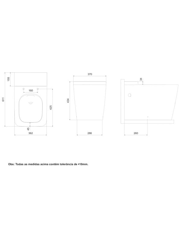 Kit Completo de Bacia Sanitaria Convencional Quadrada Linha Inspira Square Roca em Ceramica Blanco Mate Branco Fosco com Assento Termofixo Soft Close e Kit de Instalacao C378727009