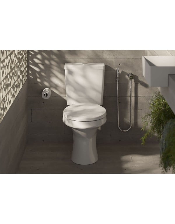 Kit de bacia com caixa, assento PP e complementos de instalação Roca Zip Plus Branco C399723000