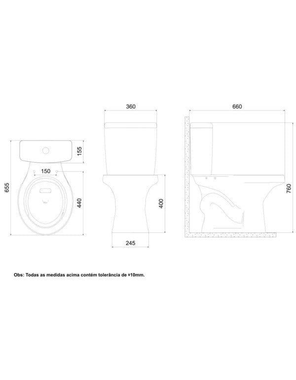 Kit de bacia com caixa, assento PP e complementos de instalação Roca Zip Plus Branco C399723000