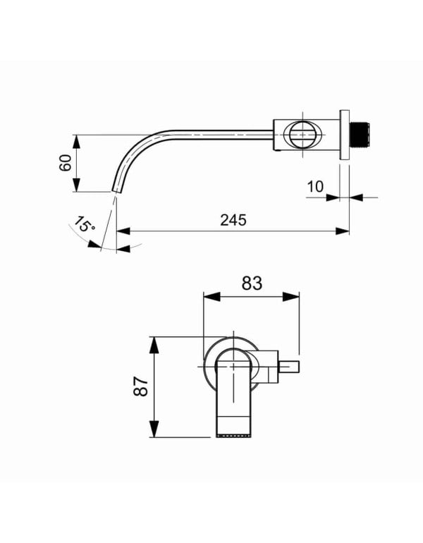 Torneira de Parede para Lavatorio de Banheiro com Bica Tubular Fluida e Alavanca Slim Acionamento Um Quarto de Volta Acabamento Cromado Brilhante Linha Flow Roca B5003F3CRB