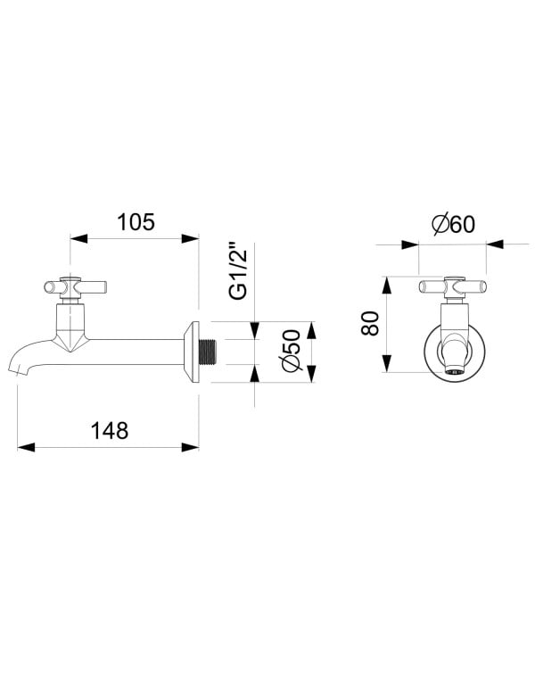 Torneira de Parede para Tanque de Lavanderia ou Pia de Cozinha Linha One Cromada Roca Antiga Celite B5005CKCR3