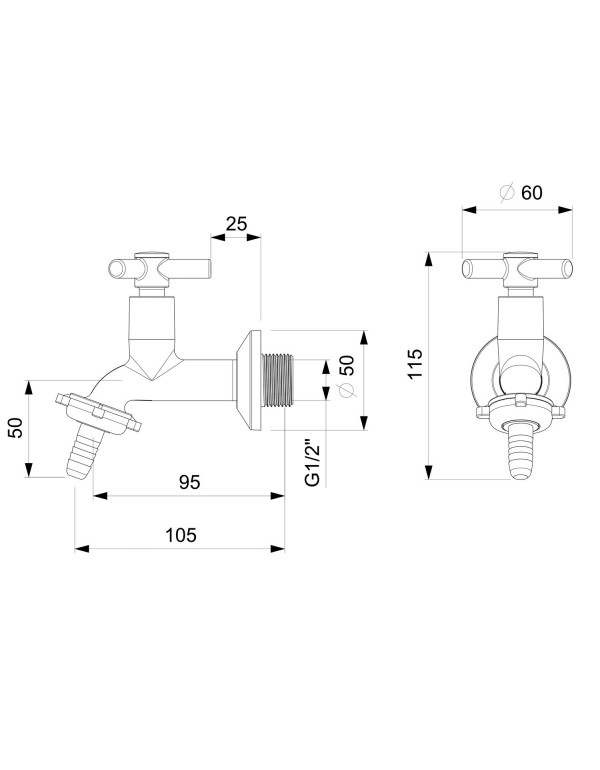 Torneira De Parede Para Tanque E Jardim Com Bico União Plástico Celite One Cromado B5007CKCR3