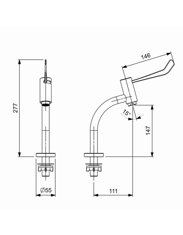 Torneira para Lavatorio de Mesa Bica Baixa com Alavanca Alongada Ergonomica PCD Linha Acesso Roca Acabamento Cromado B5007CXCR0