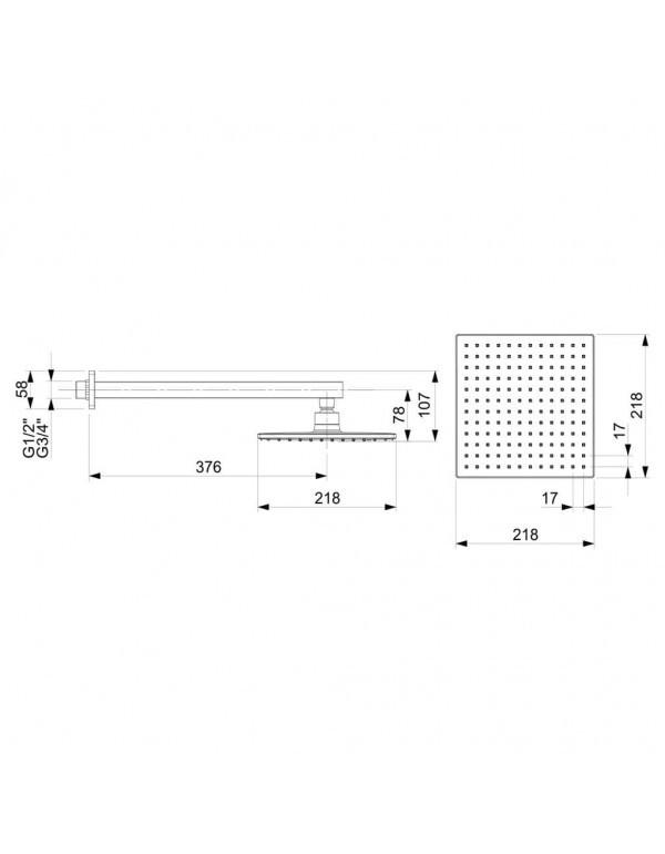 Chuveiro Quadrado Com Braço De Parede 220Mm Celite Elite Cromado B5008C8CRB