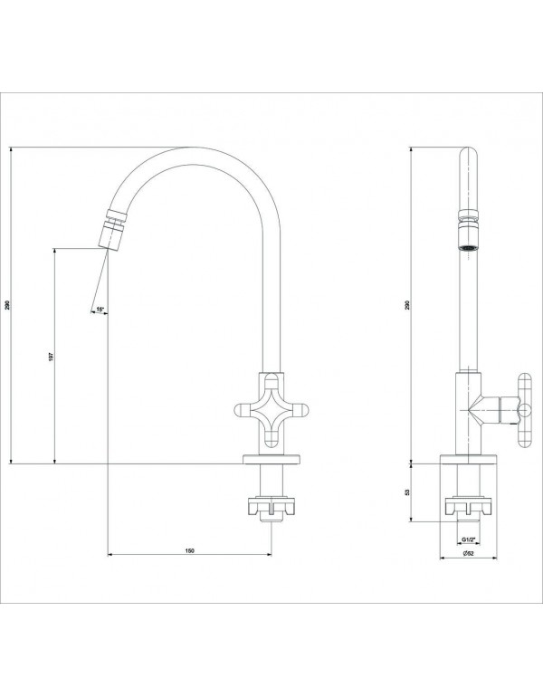 Torneira Para Cozinha De Mesa Com Bica Móvel E Arejador Articulado Celite Cross Cromado B5008F6CRB