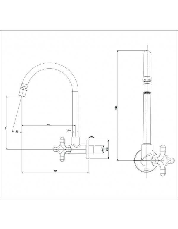 Torneira Para Cozinha De Parede Com Bica Móvel E Arejador Articulado Celite Cross Cromado B5009F6CRB