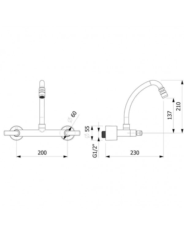 Misturador Para Cozinha De Parede Bica Móvel Com Arejador Articulado Smart N Celite Cromado B50101CCRB