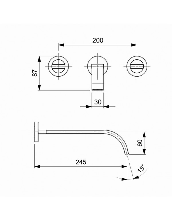 Misturador Para Lavatório De Parede Com Válvula De Escoamento Celite Flow Matte Black B5011F3R0B