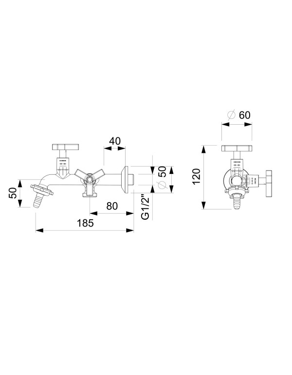 Torneira Para Tanque E Máquina De Parede Celite Up Cromado B5014CLCRB