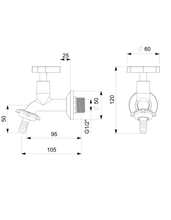Torneira Para Tanque E Jardim De Parede Com Bico União Plástico Celite Up Cromado B5015CLCRB