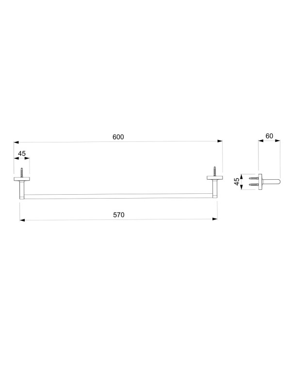 Toalheiro Barra Roca Up 600 mm Cromado B5018CLCR0