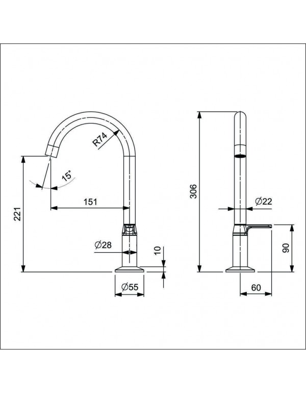 Torneira Para Lavatorio De Mesa Bica Baixa Celite Design Preto Matte B5022CGR00