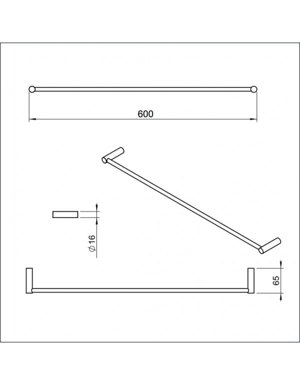 Toalheiro Em Barra 600Mm Roca Flow Preto Matte B5043F30R0