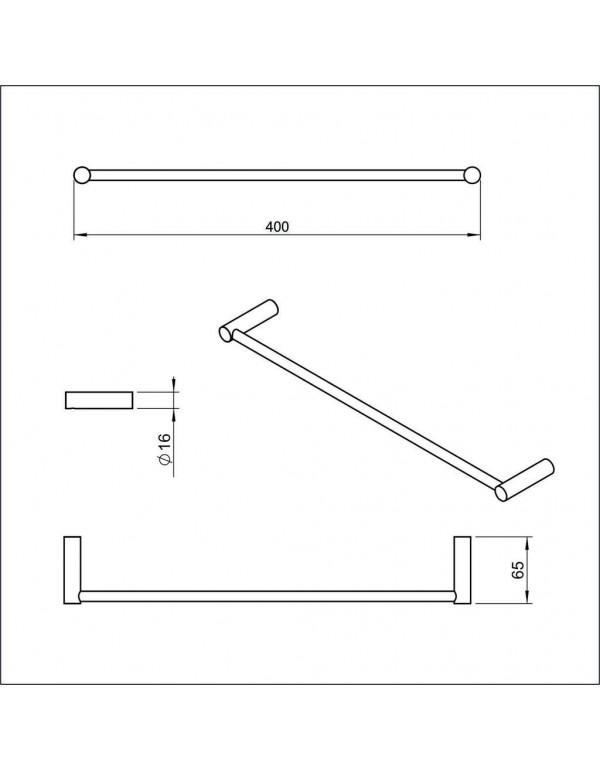 Toalheiro Em Barra 400Mm Roca Flow Cromado B5044F3CR0
