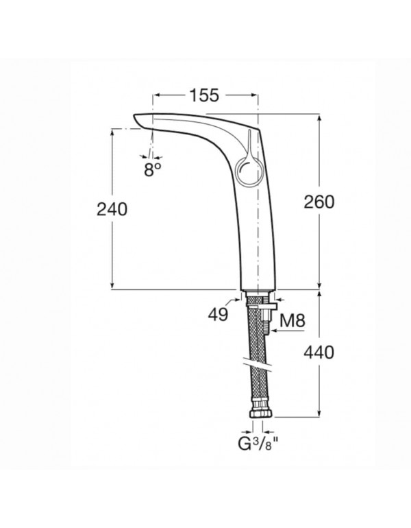 Monocomando Para Lavatório De Mesa Bica Alta Roca Insígnia Titanium Black A5A3A3ACNC