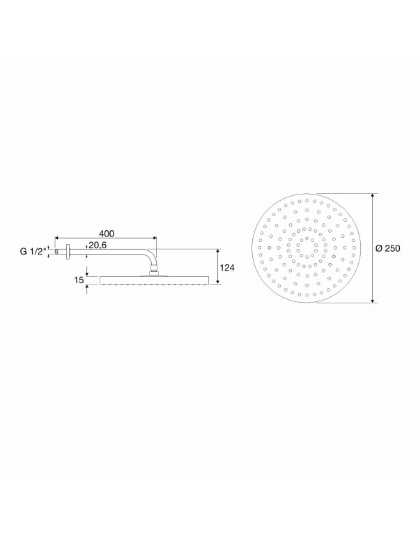 Chuveiro Com Tubo De Parede Redondo 250 Mm Rainsense Cromado A5B1650C0C