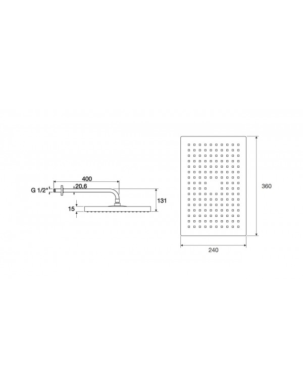 Chuveiro Com Tubo De Parede Retangular 360X240 Mm Roca Rainsense Cromado A5BA650C0C