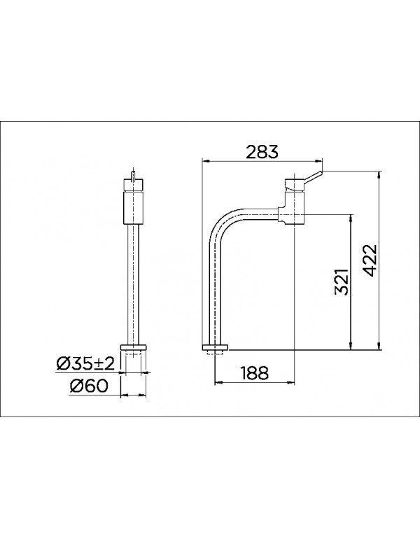 Monocomando bica alta 90° de mesa para lavatório Docol ColdStart Lóggica cromado 00574706