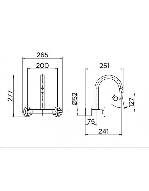 Misturador bica alta de parede para cozinha DocolCity cromado 00877906