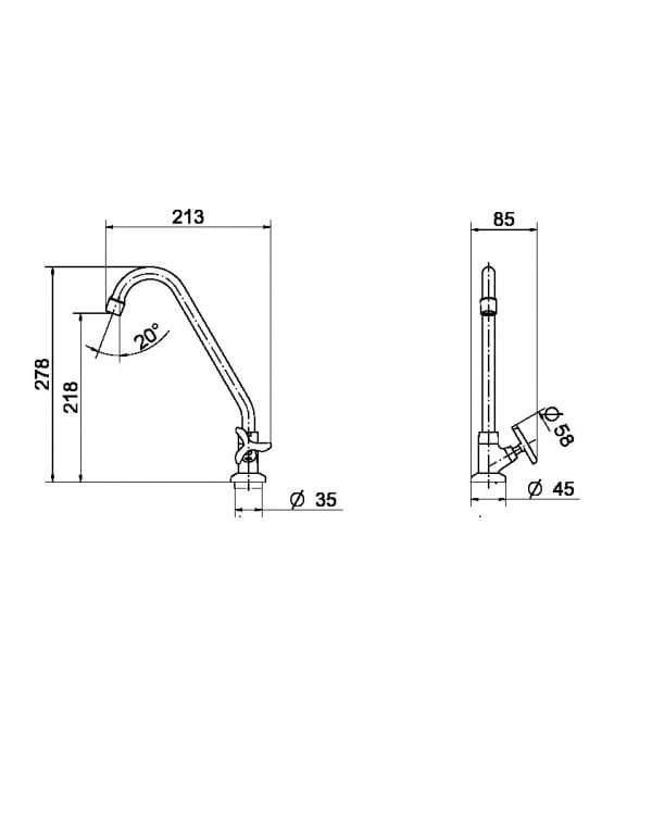 Torneira para cozinha mesa Docol Nova Pertutti Cromado 00903806