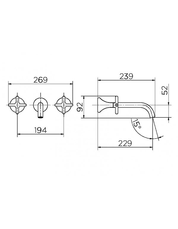 Misturador para banheiro de parede 230 Docol Liss Cromado 00922706