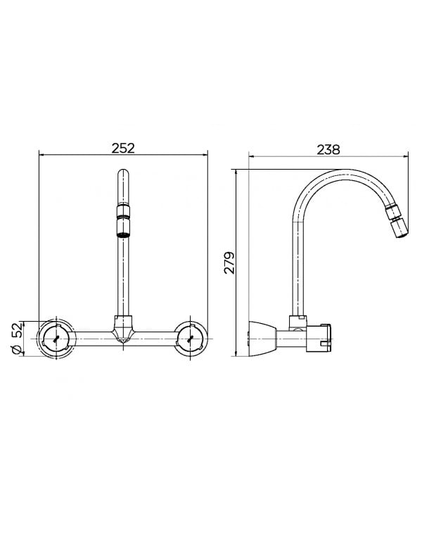 Misturador para Cozinha de Parede 1/2" e 3/4" Docol Nova Riva Cromado 00929906