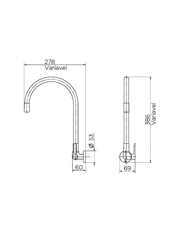 Torneira bica alta de parede para cozinha docol Galiflex cromado/cinza 00967463