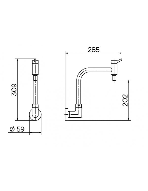 Torneira para cozinha de parede bica móvel 90° Docol Nova Lóggica Cromado 01138206