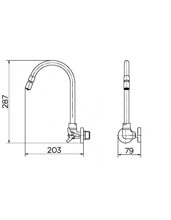 Torneira para Cozinha de Parede 1/2" e 3/4" Docol Nova Trio Cromado 01258306