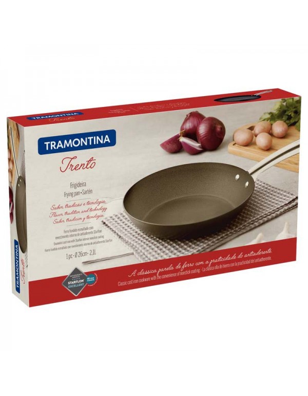 Frigideira Tramontina Trento em Ferro Esmaltado com Revestimento Interno em Antiaderente Starflon Excellent 26 cm 2,1 L 20836026