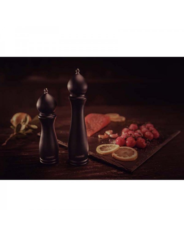 Moedor de Pimenta e Sal Tramontina Churrasco Black em Cerâmica com Recipiente de Madeira 8" 26456008
